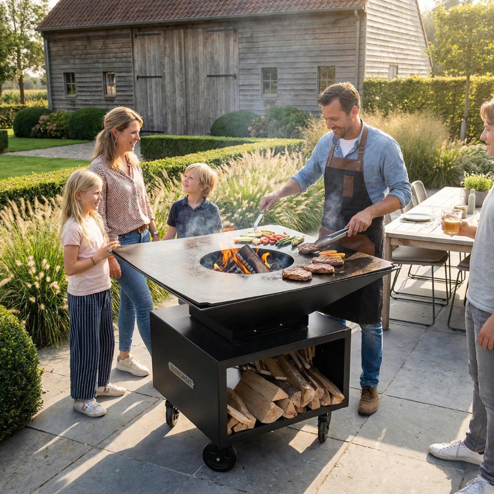 Brasero familial BRAZ'HERO® CLASSIC'20 pour 20 convives — événements et réceptions en plein air